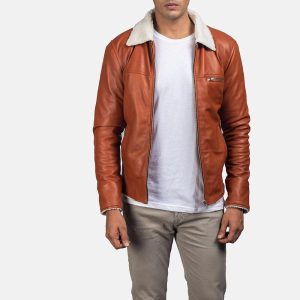 Tan Leather Shearling Jacket