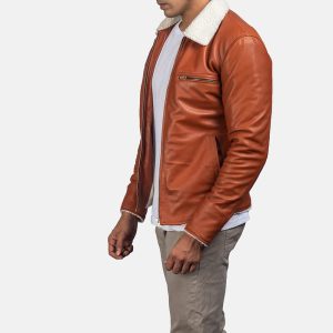 Tan Leather Shearling Jacket