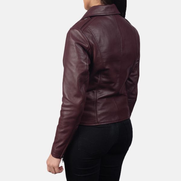 Maroon Leather Biker Jacket