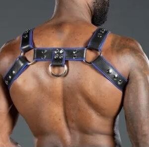 Leather Shoulder Harness For Men Blue leather harness BDSM mens bondage harness body harness BDSM harness body