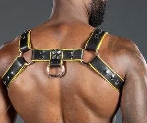 Leather Body Harness Men Yellow leather thigh harness shoulder harness leather leather belt harness leather harness porn