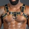 Leather Body Harness Men Yellow leather thigh harness shoulder harness leather leather belt harness leather harness porn