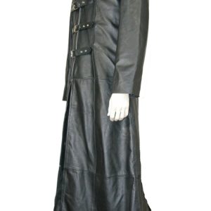 Gothic Black Leather Trench Coat