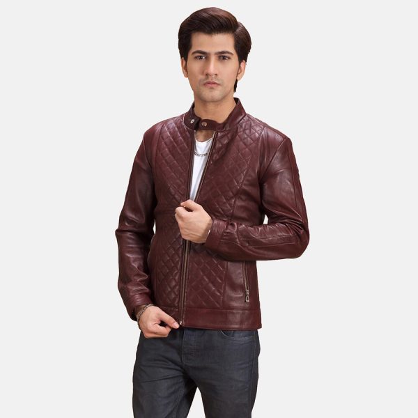 Slim Fit Leather Bomber Jacket