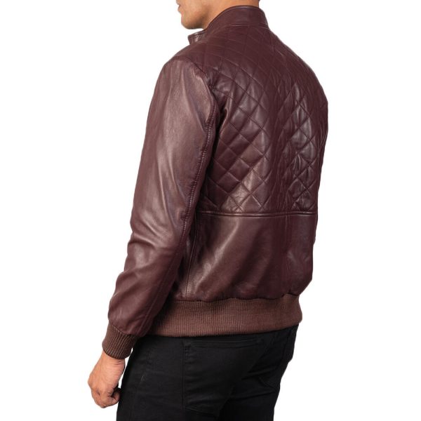 Maroon Leather Bomber Jacket