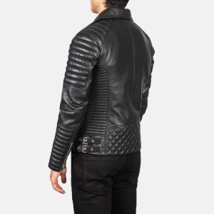 Mens Quilted Leather Biker Jacket