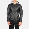 Black Bomber Jacket With Hood