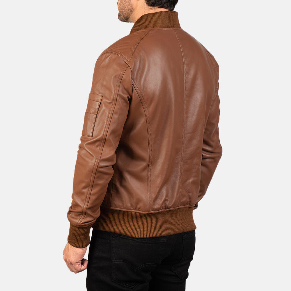 mens-brown-bomber-leather-jacket Mens Brown Bomber Leather Jacket