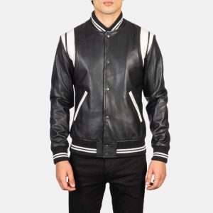 Black Leather Varsity Jacket