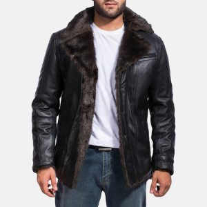 Black Faux Fur Leather Coat