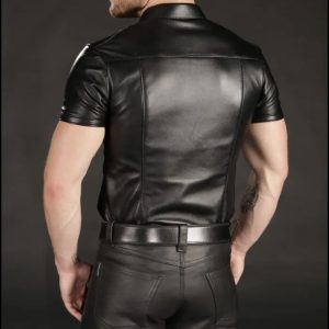 Mens Half Sleeve Leather Shirt