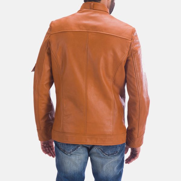 Mens Tan Leather Motorcycle Jacket