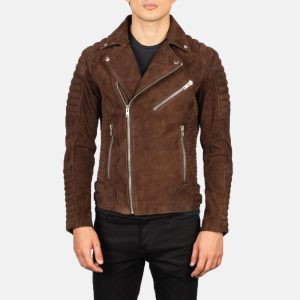 Brown Suede Biker Jacket Mens