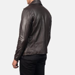 Brown Leather Quilted Biker Jacket