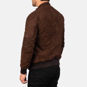 Brown Suede Leather Bomber Jacket