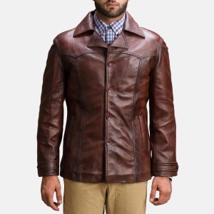 Asymmetric Men Leather Biker Jacket