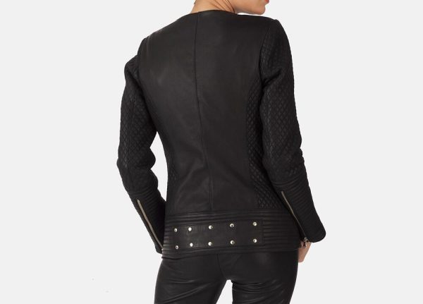 Leather Jacket With Studs Womens