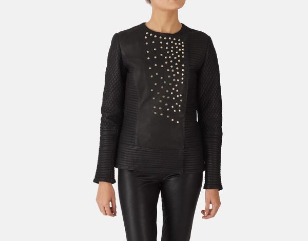 Leather Jacket With Studs Womens
