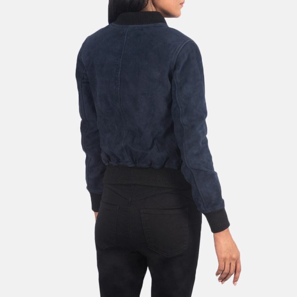 Womens Blue Suede Leather Jacket