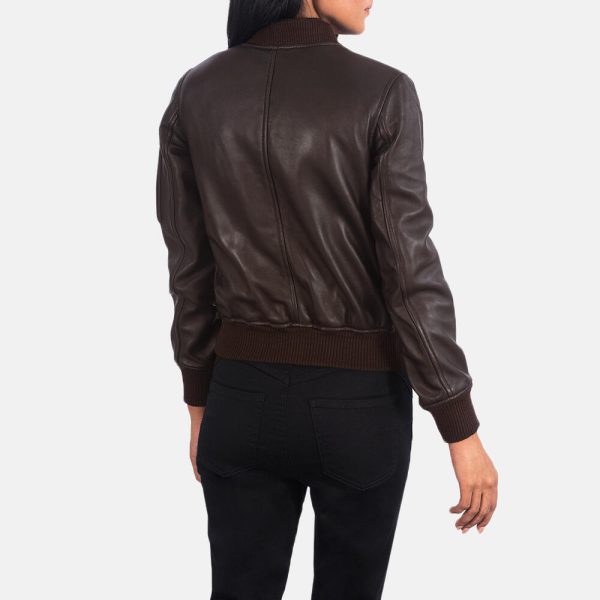 Womens Brown Leather Bomber Jacket