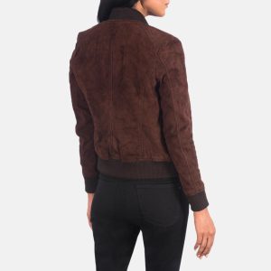 Brown Suede Bomber Jacket Womens