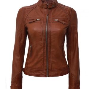 Leather Quilted Bomber Jacket
