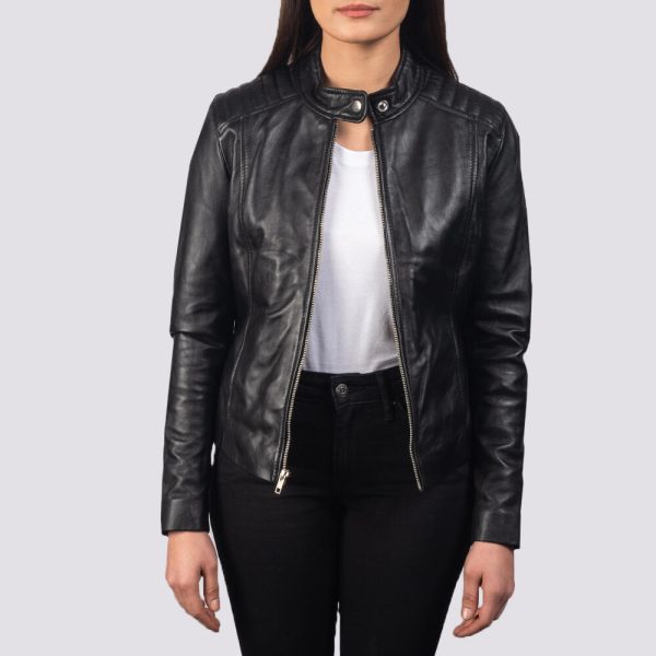 Womens Black Biker Leather Jacket