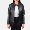 Black Quilted Leather Biker Jacket