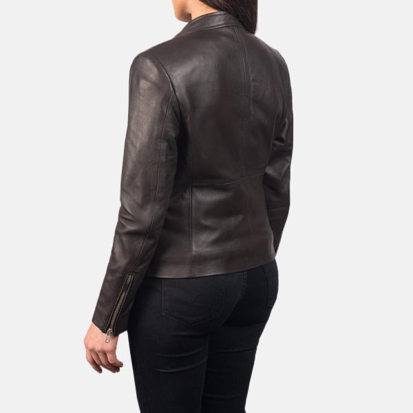 Leather Biker Jacket Womens Brown