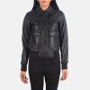 Womens Faux Leather Bomber Jacket