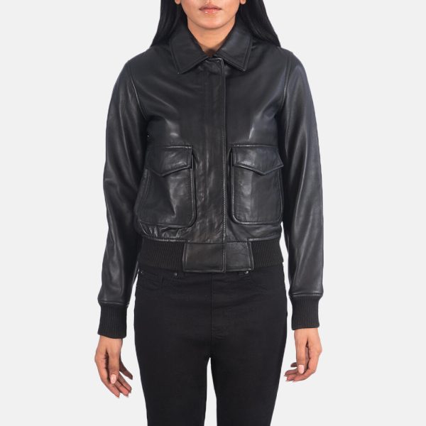Womens Faux Leather Bomber Jacket