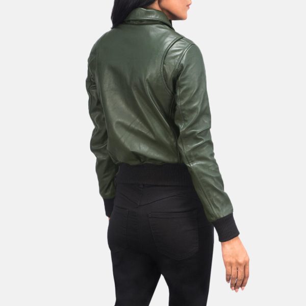 Green Leather Bomber Jacket