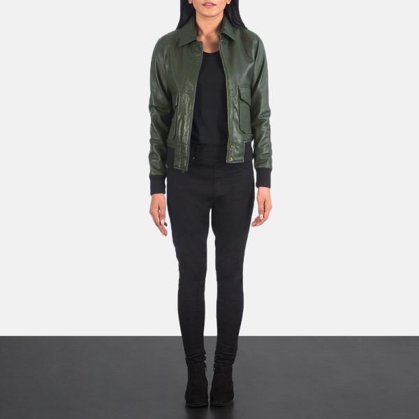 Green Leather Bomber Jacket